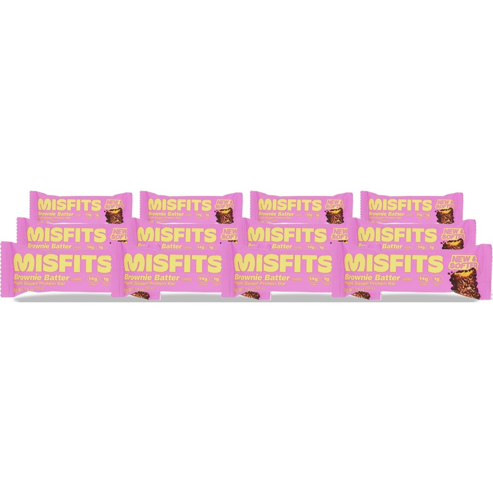 Misfits Brownie Batter Plant-Based Protein Bar 14G 1.8 Oz 50 G 12 Pack