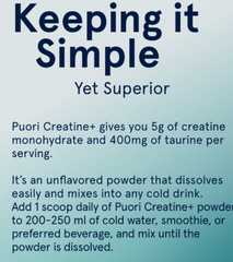 PUORI CREATINE+ WITH TAURINE UNFLAVORED POWDER SUPPLEMENT BRAND NEW &SEALED