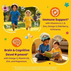 Toddler 2-3 & Kids Vitamin D3 K2 + Algae Calcium Filled Gummies, 1000 IU / 2000