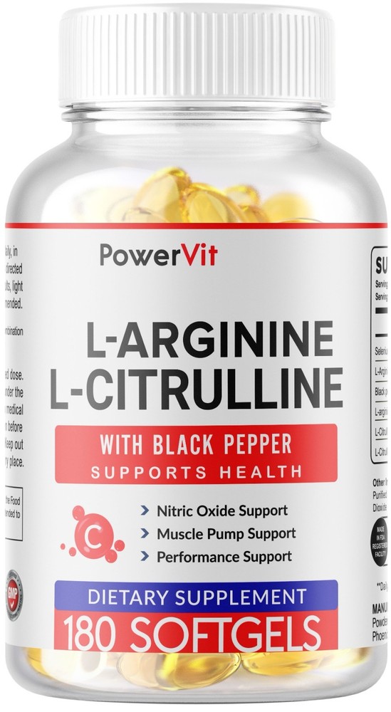L-Arginine L-Citrulline Complex 3000mg, 180 Softgels – Non-GMO