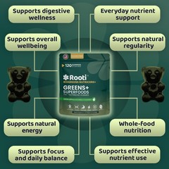 Natural Supergreens Multivitamin Gummies, Adaptogens, Pre & Probiotics, Fiber…