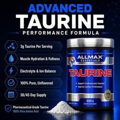 Essentials Taurine – 400 g Powder – Cell Volumizer – Improves Focus & Energy …