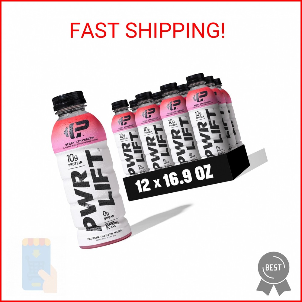 Whey Protein Water Sports Drink by PWR LIFT | Berry Strawberry | Keto, Vitamin B