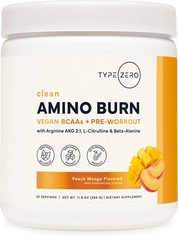 Type Zero Amino Burn (Peach Mango) 30 Servings – Pre Workout with Vegan BCAAs