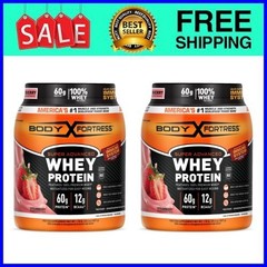 Body Fortress Super Advanced 100% Premium Whey Protein, Strawberry,1.78lbs,2PACK