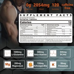 L-GLUTAMINE Gummies for Muscle Recovery Growth Potassium 1000mg NEXTDIA
