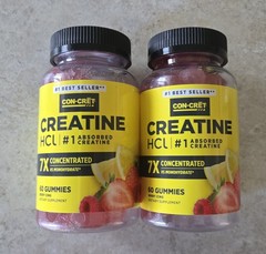 2 Pack CON-CRET Creatine Gummies Berry Zing Flavor, 60 Count Each BBD 12/26