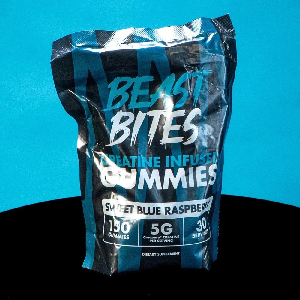Creatine Infused Gummies Beast by Bites – Blue Raspberry (150 Servings)