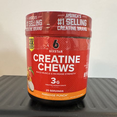 Six Star Creatine Monohydrate Chews Paradise Punch 3g 75ct 25 Serv 18JAN2028