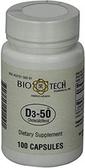 Bio-Tech Pharmacal D3-50 50,000 IU, 100 Capsules Ð All-Natural Supplement Ð Supp