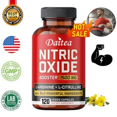 Nitric Oxide Booster Supplement Supports Blood Flow Pre Workout 1500 mg
