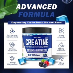 Creatine Monohydrate Gummies 5g Pre-Workout Energy Muscle Growth 120 Count