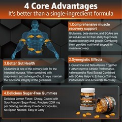 L-GLUTAMINE Gummies for Muscle Recovery Growth Potassium 1000mg NEXTDIA