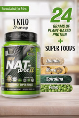 PREMIUM Plant based protein powder + super food for men 2.2 Lbs. No sugar