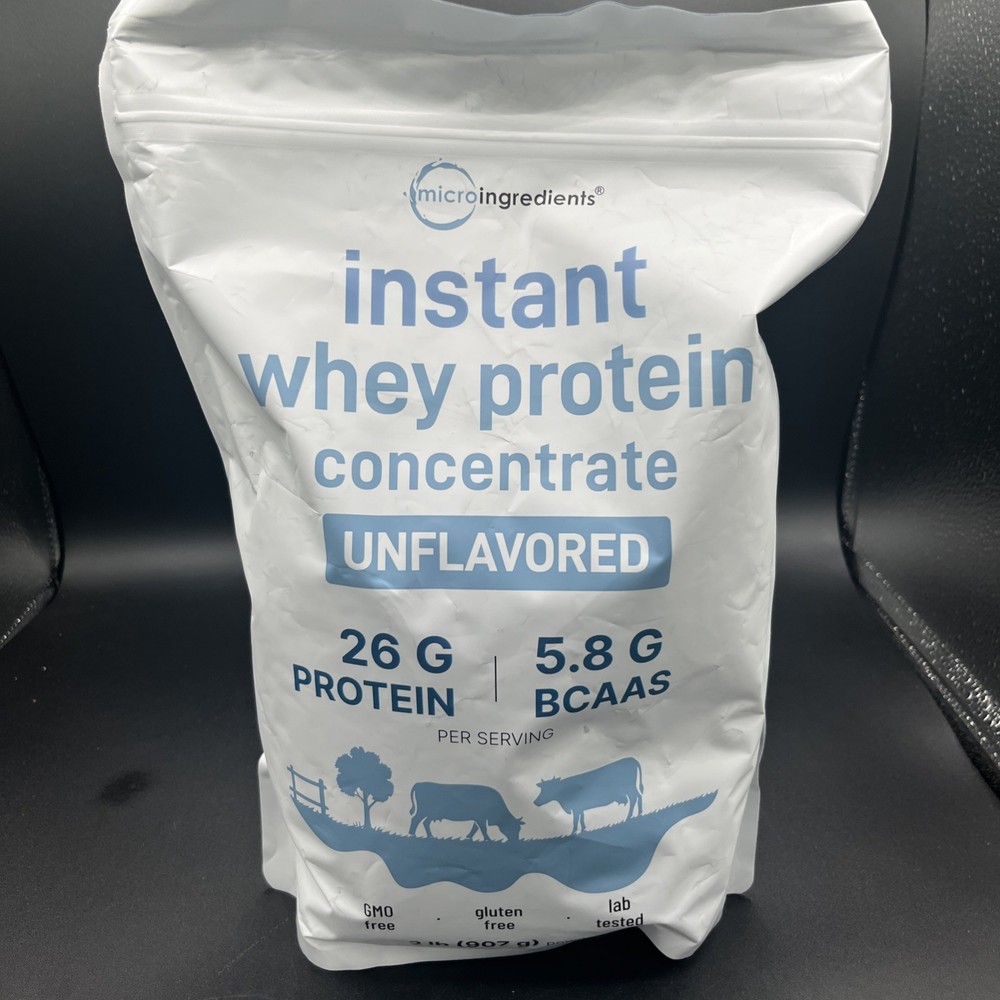 Micro Ingredients Instant Whey Protein Concentrate Unflavored 2lbs Exp. 12/27