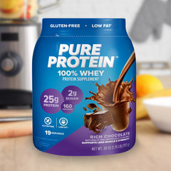 Pure Protein 100% Whey Protein Powder, Rich Chocolate, 25g Protein, 1.75 lb, NEW