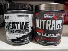 Nutrex Outrage Pre-Workout Fruit 30 Serv PLUS Nutrex 300 Gram Creatine Unflavor