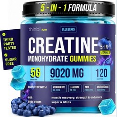 Thinbi Creatine Gummies 9020mg 5-in-1 5G Creatine Monohydrate B12 & L-Taurine