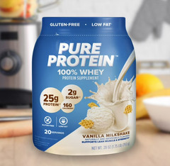 Pure Protein 100% Whey Protein Powder, Vanilla Cream, 25g Protein, 1.75 lbs