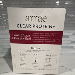 *NEW*arrae Clear Protein+ Raspberry Yuzu 14 Stick Packs, Collagen + Electrolytes