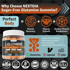 L-GLUTAMINE Gummies for Muscle Recovery Growth Potassium 1000mg NEXTDIA