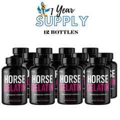 Horse Gelatin- Bodybuilding & Men’s Health Support- 12 Bottles- 1080 Capsules