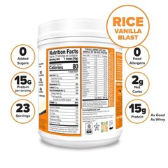 Growing Naturals Organic Brown Rice Protein Powder Vanilla Blast Flavor 16.4 oz