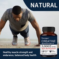 Pure Creatine Monohydrate Capsules 3000mg for Muscle Mass Strength