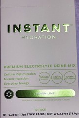 Instant Hydration Electrolyte Powder Packets Lemon Lime – 10 Packets-NEW