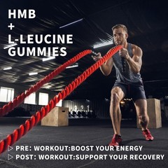 HMB L-Leucine Gummies 3000mg Sugar-Free Muscle Growth Workout Recovery 90ct