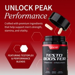 SNAP Testosterone Booster D-Aspartic Acid TongkatAli Endurance Energy Preworkout