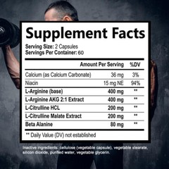 Nitric Oxide Booster Improve Strength And Endurance Promote Muscle Growth 120 Ct
