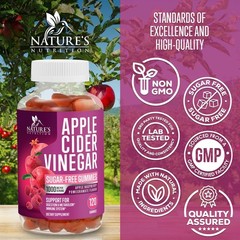Apple Cider Vinegar Gummies 1000mg per Serving – Sugar 120 Count (Pack of 1)