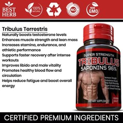 TRIBULUS TERRESTRIS 7500mg EXTRACT 96% SAPONINS BIG MUSCLE BODYBUILDING PILLS
