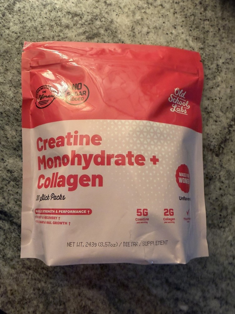 Old School Labs Creatine Monohydrate Collagen Made For Women 30 Stick Packs