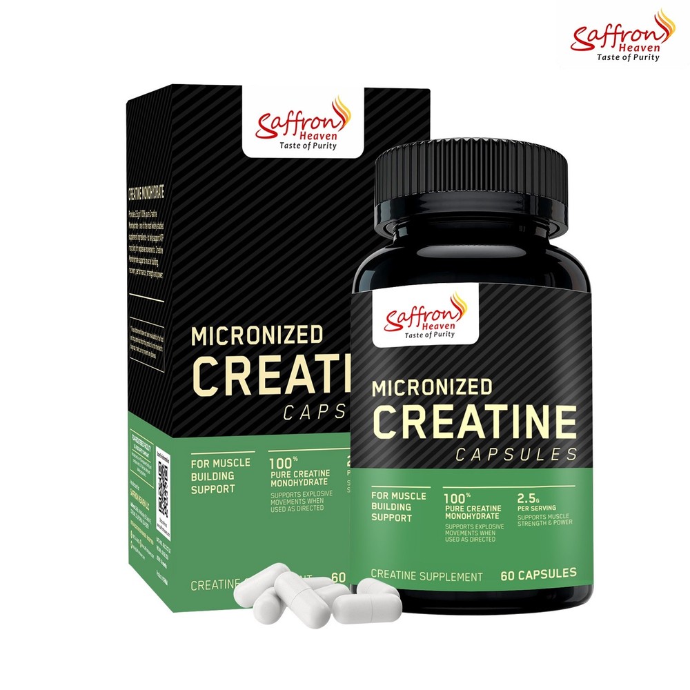 SAFFRON HEAVEN CREATINE MONOHYDRATE CAPSULES 60 COUNT | 100% PURE