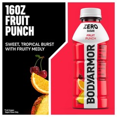 BODYARMOR Zero Sugar Fruit Punch Electrolyte Sports Drink, 16 fl oz Bottle
