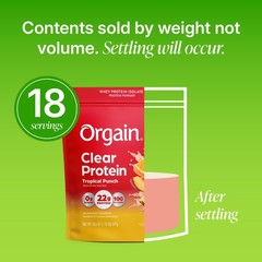 Orgain Clear Whey Protein Powder – Tropical Punch 18.4 Oz