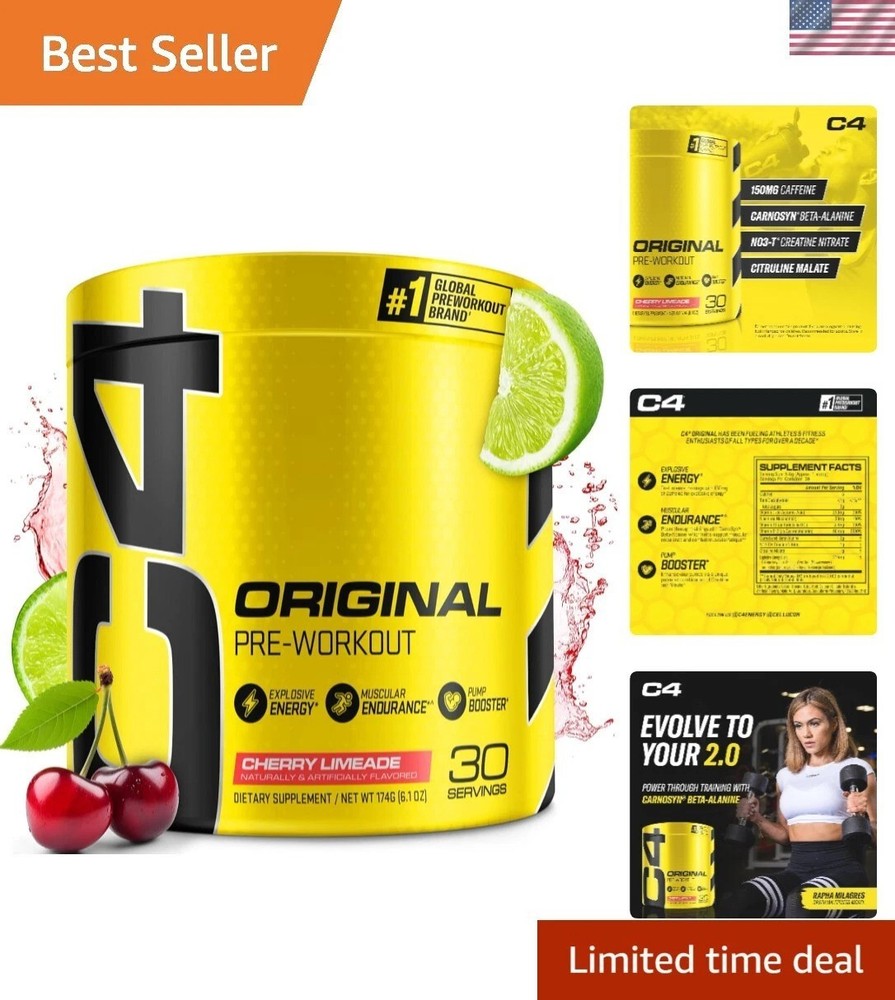 Sugar-Free Cherry Limeade Pre Workout Powder – 30 Servings for All Diets