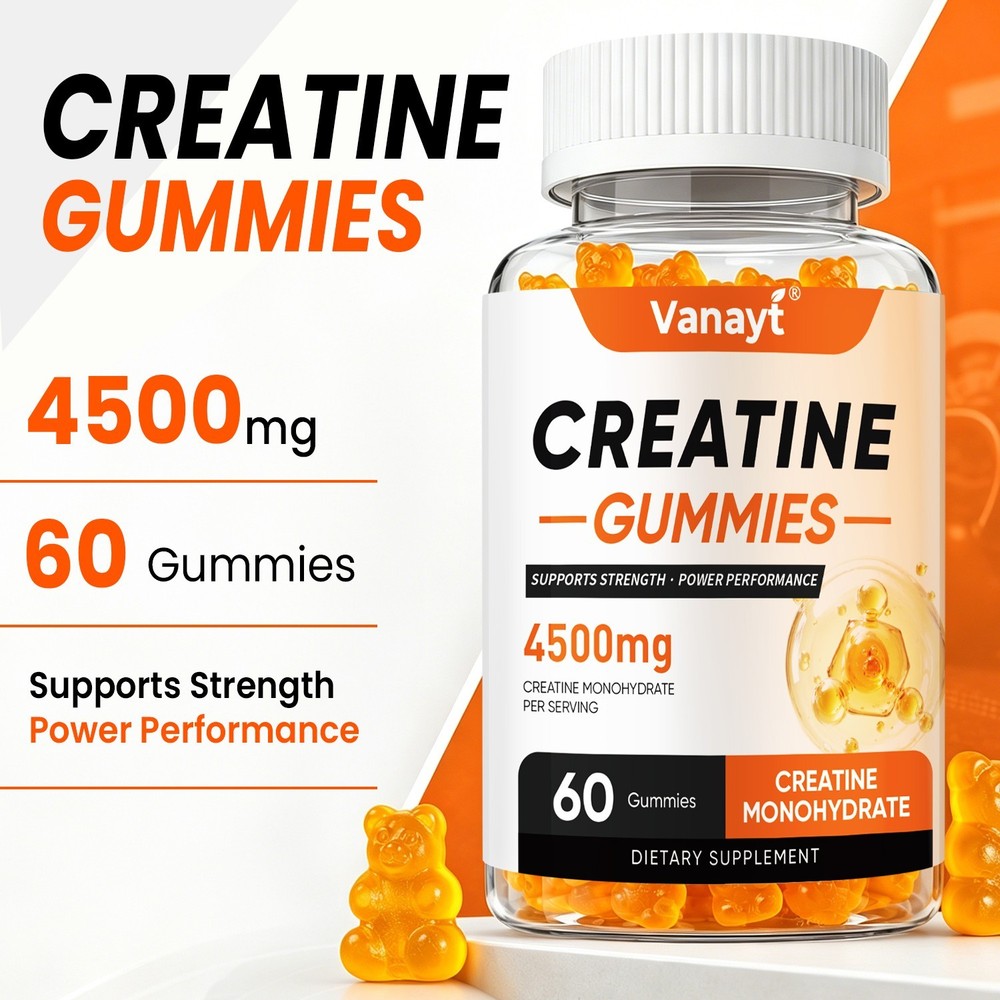 Creatine Monohydrate Gummies 4500mg Workout Performance Muscle Recovery 60ct