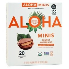 Aloha Organic Protein Mini Bar – Plant Based Peanut Butter Cup 20 bars