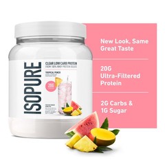 Isopure Clear Low Carb 100% Whey Protein Isolate Powder, Tropical Punch