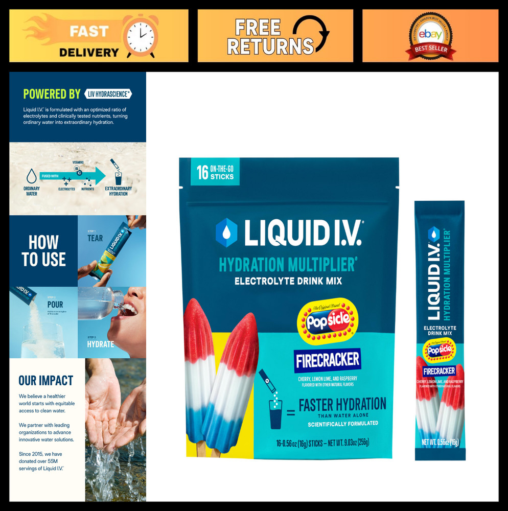 Hydration Multiplier Electrolyte Powder Drink Mix – Popsicle Firecracker Flavor,