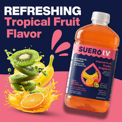 Suero I.V. Electrolyte Drink, Tropical Fruit Flavor 33.8 fl oz –Hydrate (2-Pack)