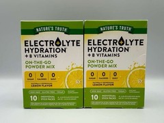 (2 Pack) Nature’s Truth Electrolyte Hydration + B Vit. Lemon 10pk Ea. Exp:07-27+