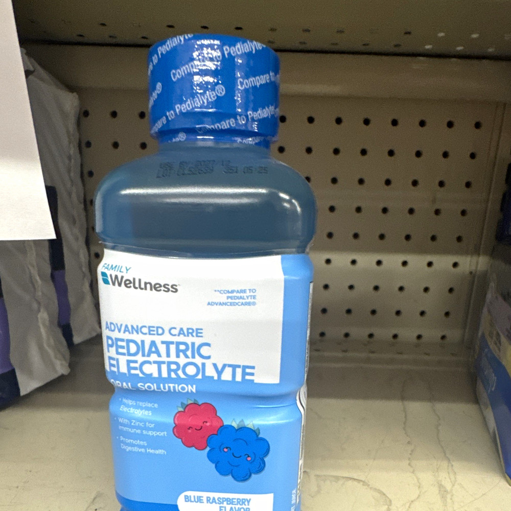 Family Wellness Pediatric Electrolyte Oral Solution Liquid, Blue Raspberry, Zinc