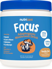 Nutricost Nutrizen AM Focus Adaptogenic Mushroom Drink Powder Reishi Lion’s Mane