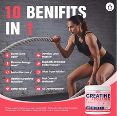 Creatine for Women, USP Grade Micronized Creatine Monohydrate Powder w/ Collagen