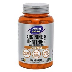 NOW FOODS Arginine & Ornithine 500 mg 250 mg 100 Veg Capsules