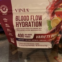 Vinia Blood Flow Hydration Electrolyte Drink Mix Variety Pack Red Grape 10 Stick
